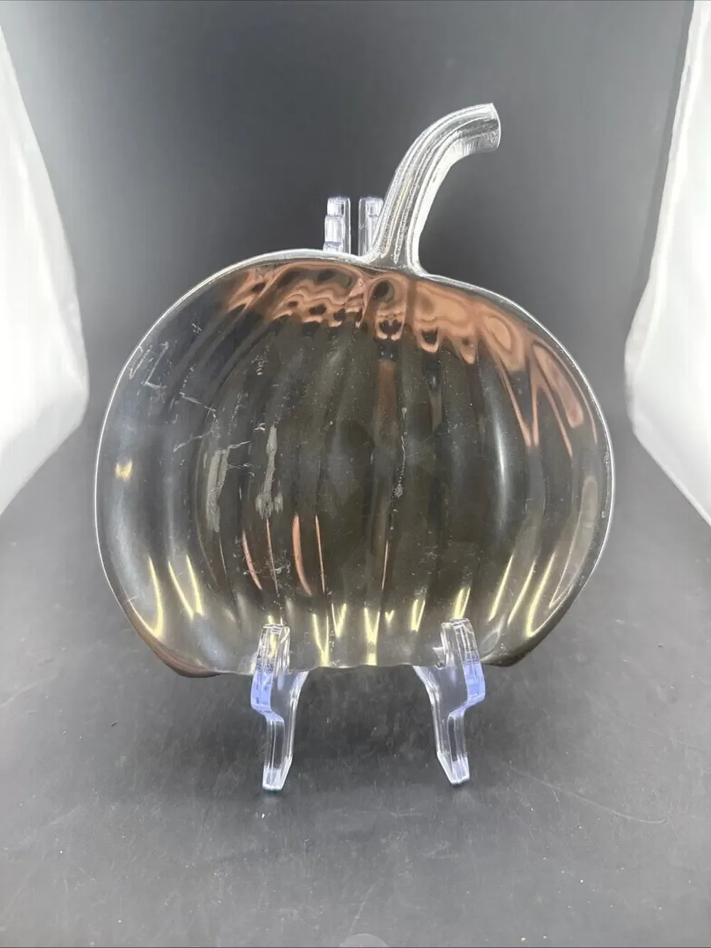 Vintage IHI India Cast Aluminum Pumpkin Shaped Tidbit Cheese Platter Serving Dis